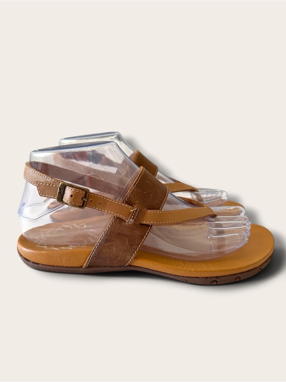 Chaco Women's Tan and Brown Leather T-Strap Sandals - Picture 2 of 9